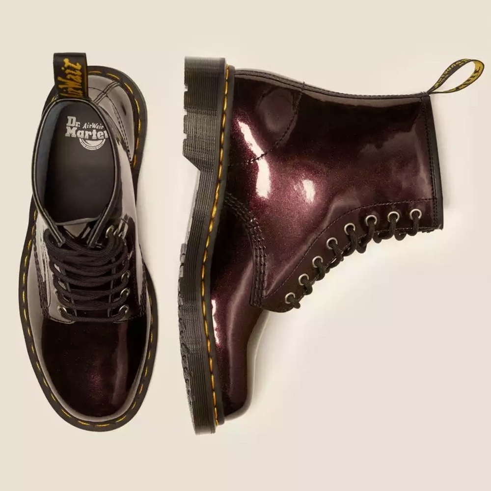 Dr. Martens Shiny Maroon Ankle Boots